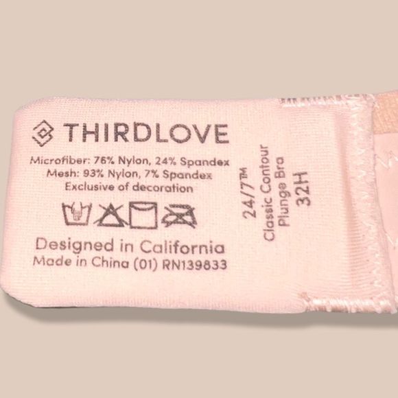 Full Figure Nude ThirdLove Nude 24/7 Classic Contour Plunge Bra Size 32H - Picture 4 of 6